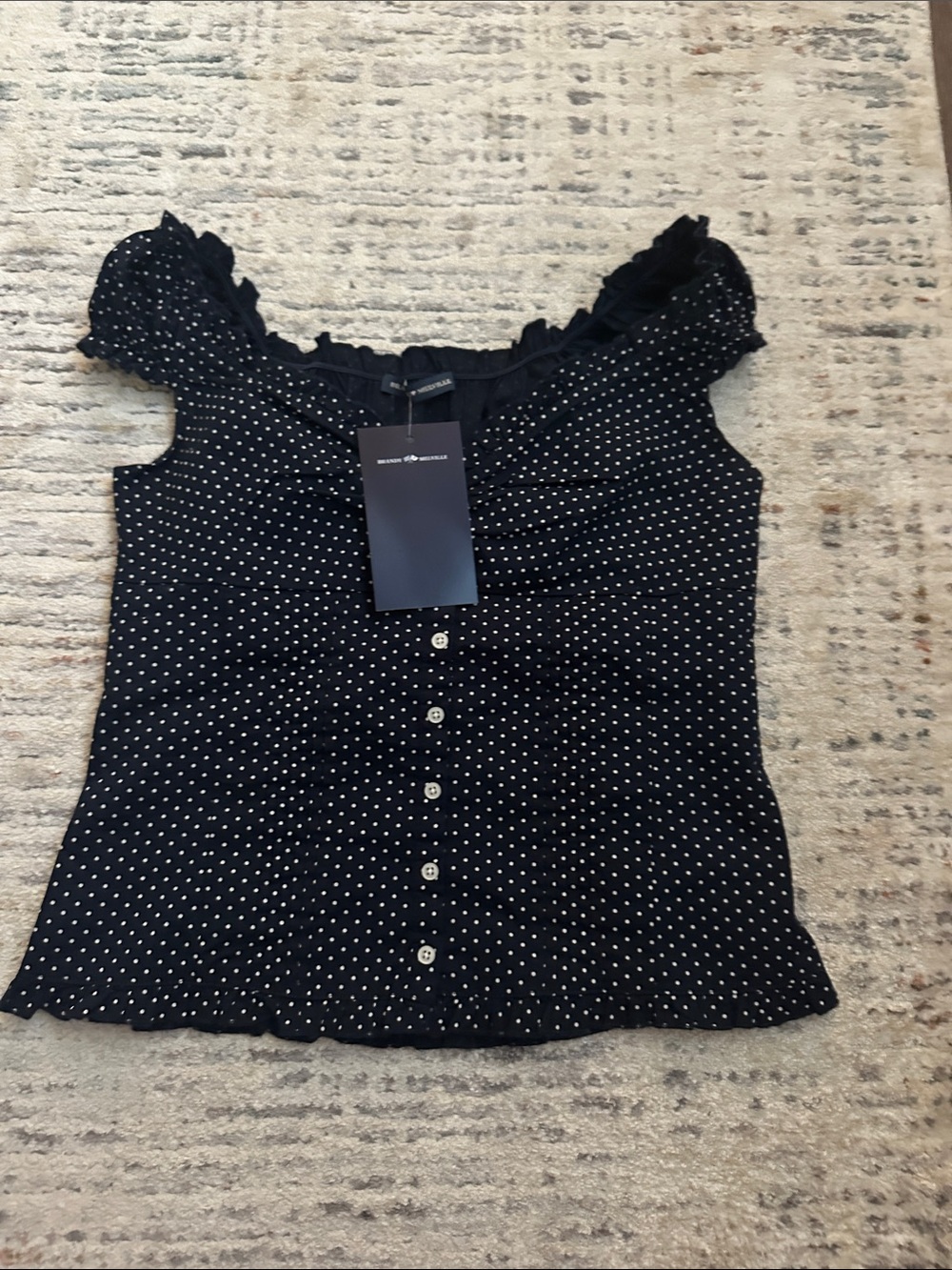 Brandy Melville Navy Polka dot top